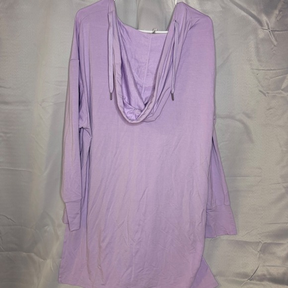 Halara Long Sleeve V Neck Tunic Hoodie Dress Lilac Purple Size L Athleisure NWT - Picture 10 of 14
